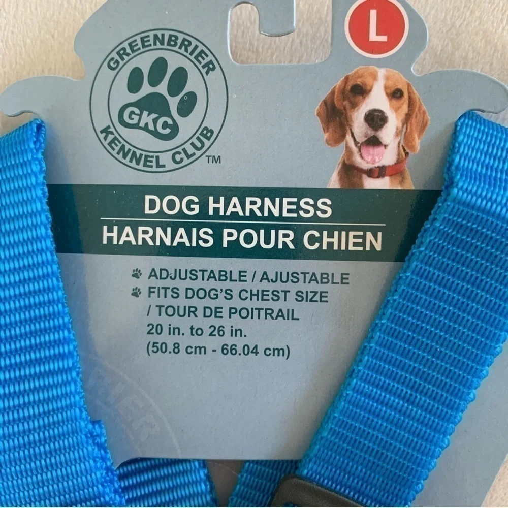 Greenbriar Kennel Club Adjustable Dog Harness Nylon Blue Size Large Chest 20-26